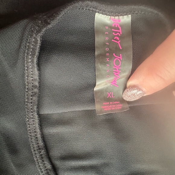 Betsy Johnson Performance Black & Mesh Racerback Sports Bra - Picture 6 of 8